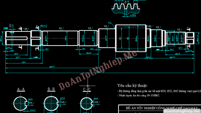 Thiết kế quy trình công nghệ gia công chi tiết trục vít máy phay lăn răng 5K310, bản vẽ số  40.231